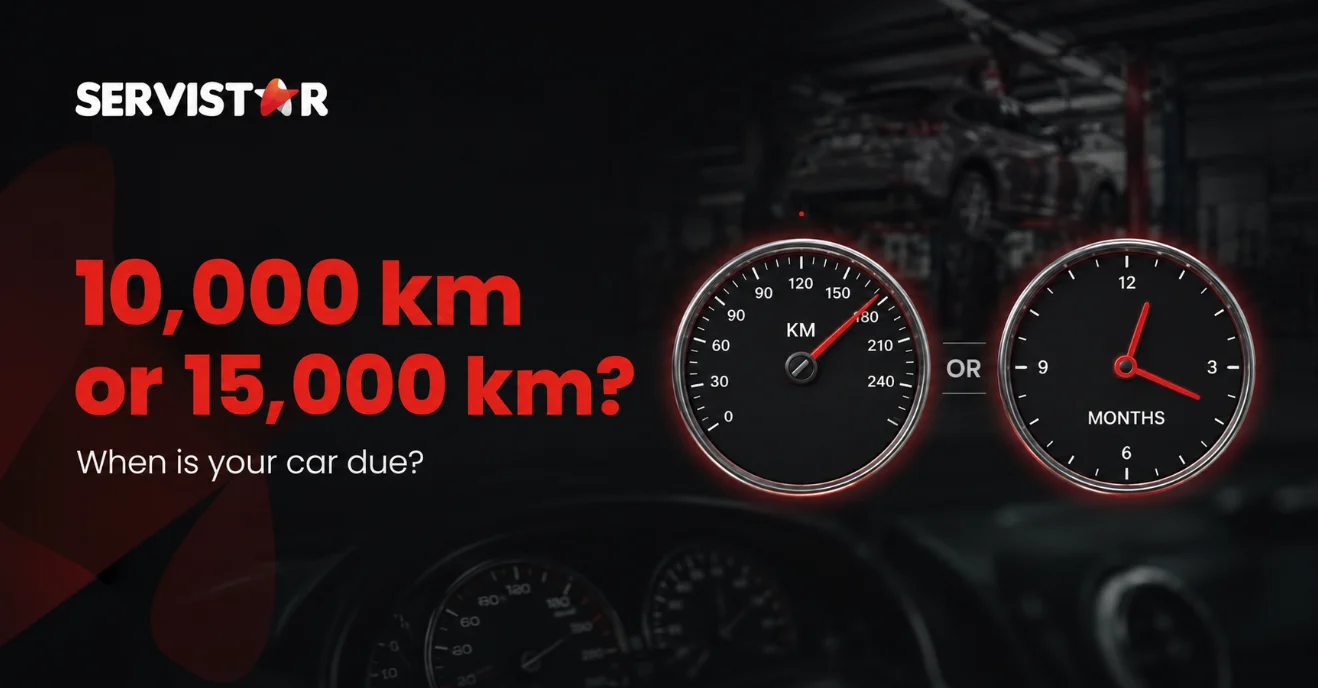 Car service intervals in Australia showing 10,000 km or 15,000 km and time-based servicing